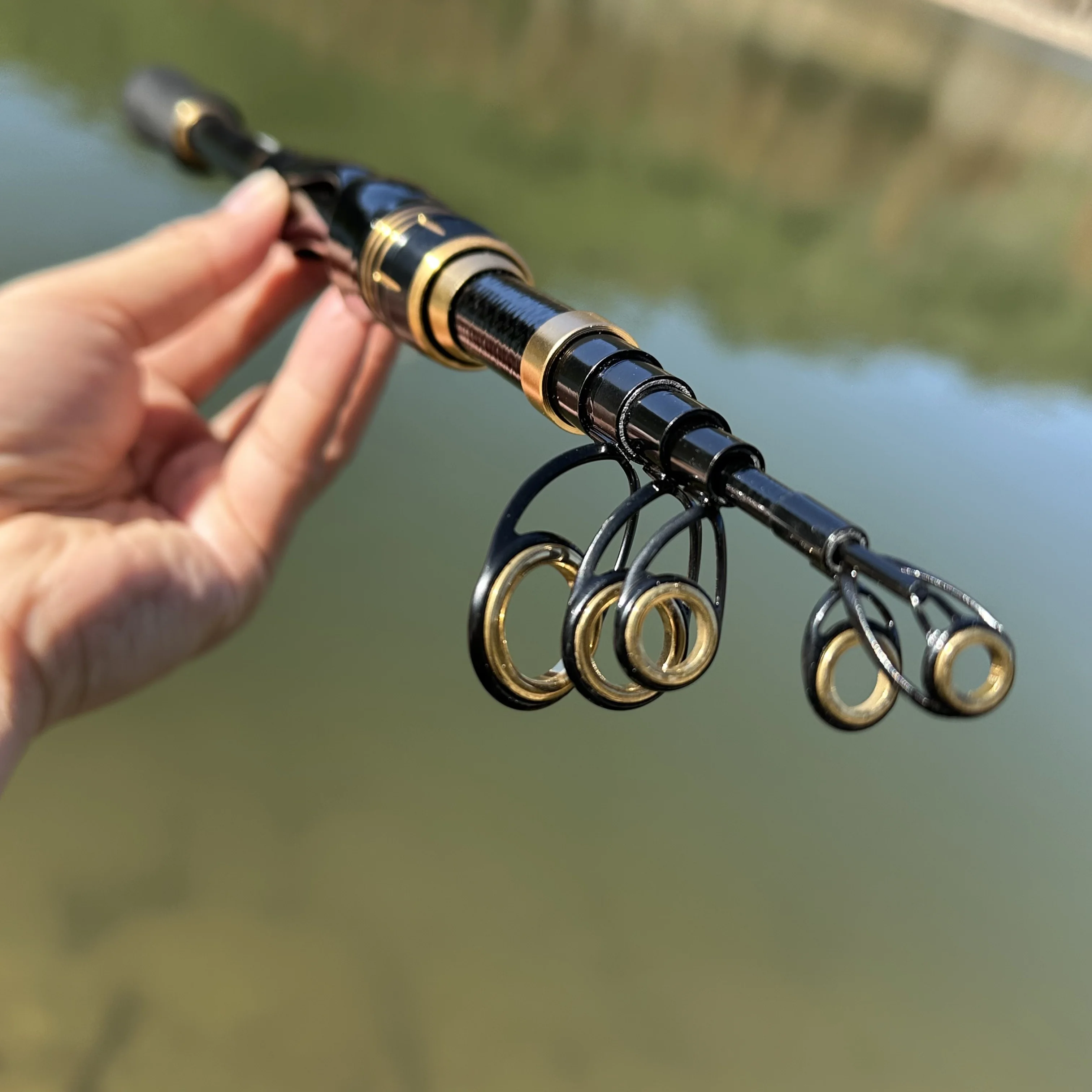 Caña de pescar con señuelo Baitcasting de alto carbono, caña de pescar portátil ultracorta, longitud de tela de 41cm y 42cm, adecuada para todas las aguas - imagen 5