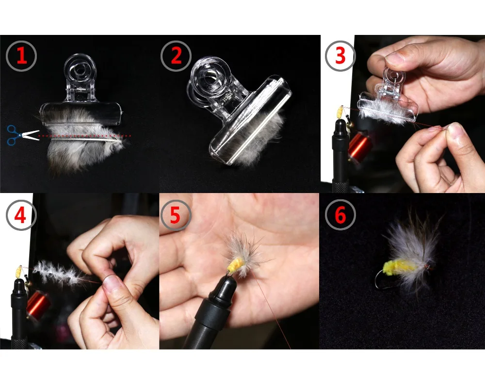 Pinzas de bucle de doblaje para fabricación de plumas de fibra, herramienta de atado de moscas, carpeta de plástico, abrazadera de sellado, 4 piezas, CDC - imagen 2