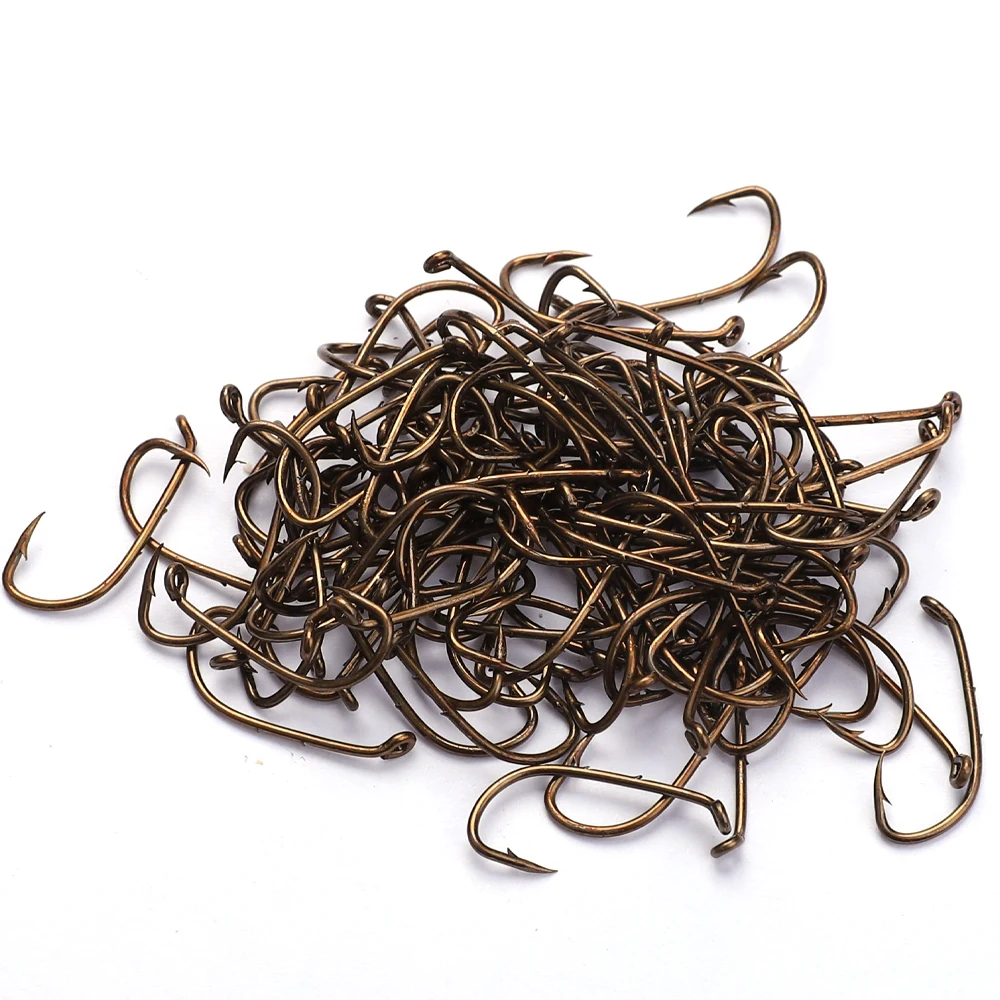 FTK-anzuelos de pesca Baitholder, 100 piezas, cebo vivo, con púas, vástago hacia abajo, ojo Offset, círculo, carpa, plantilla de pesca, gusano, aparejos - imagen 5