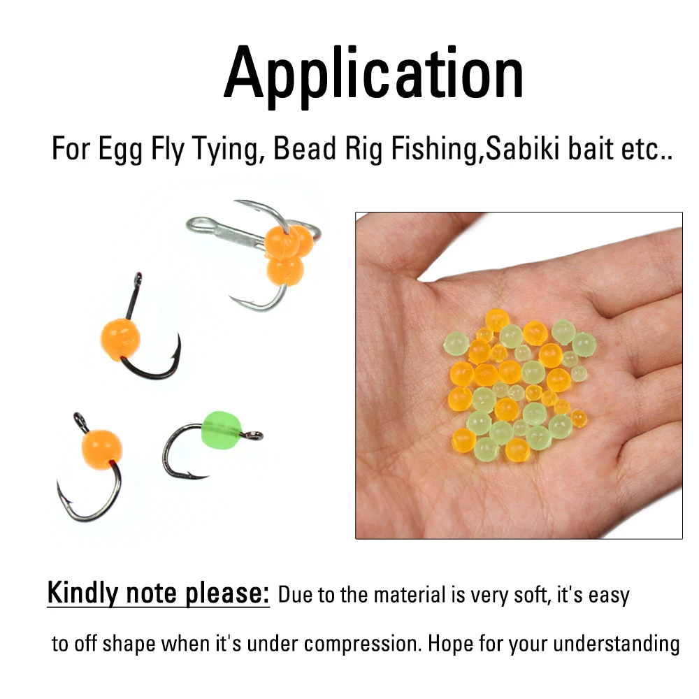 ICERIO-huevos de salmón blandos realistas, Material luminoso verde y naranja, trucha de cabeza de acero, señuelo de pescado, 3,5mm, 5,5mm - imagen 4