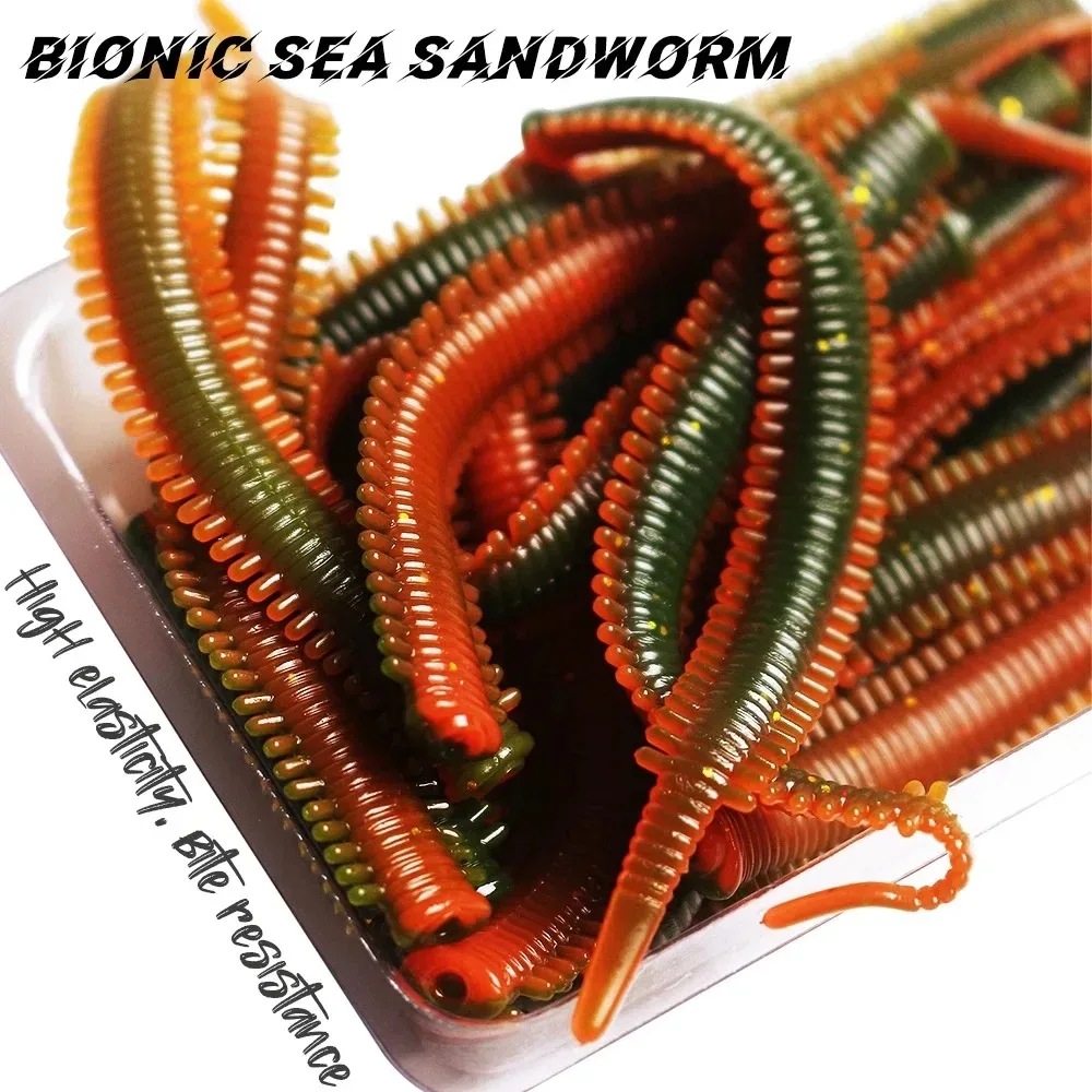 TPR 10 piezas 80mm simulación arena gusano de seda cebo de pesca mar gusanos de arena cebo suave cebo de gusano rojo cebos simulados cebos biónicos