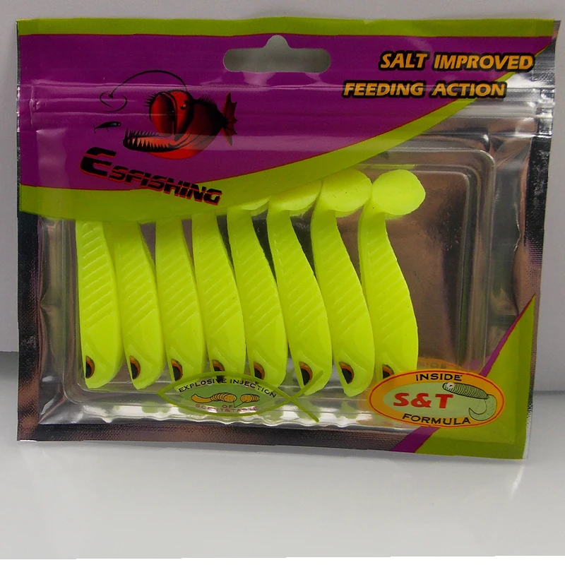 ESFISHING-señuelo suave de cola en T, alimentador Isca Artificial Crankbait Wobbler para pesca de lubina, sábalo Enjoy Shad 8 piezas 50mm 3g - imagen 5