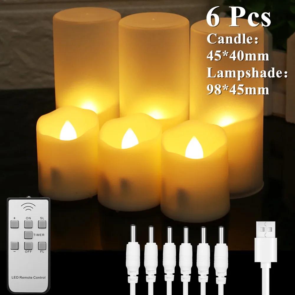 6Pcs Rechargeable