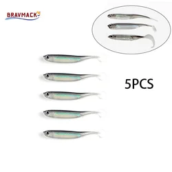 5 unids/lote cebo suave de pesca cola en T Señuelos de Pesca de peces Color arcoíris columpio de lentejuelas cebo giratorio de pesca