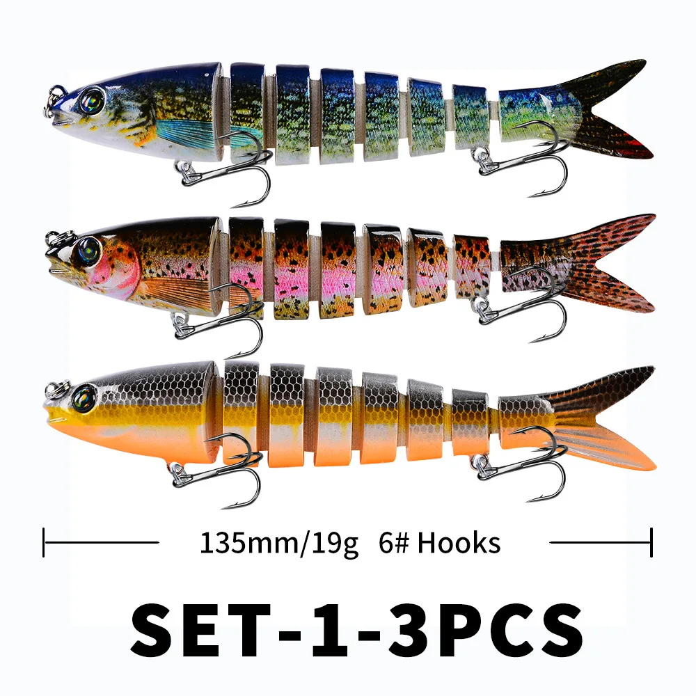Wobblers de hundimiento de 135MM/19G, Señuelos de Pesca multiarticulados, Swimbait, cebo duro, aparejos de pesca para lubina Isca Crankbait - imagen 4