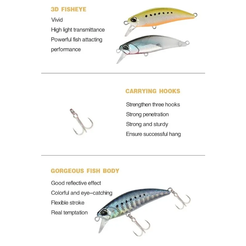 Mini Señuelos de Pesca que se hunden Minnow Wobblers, cebo duro de plástico Artificial, Jerkbait Crankbait, aparejos de pesca, 48mm, 4,3g, 1Pc - imagen 5