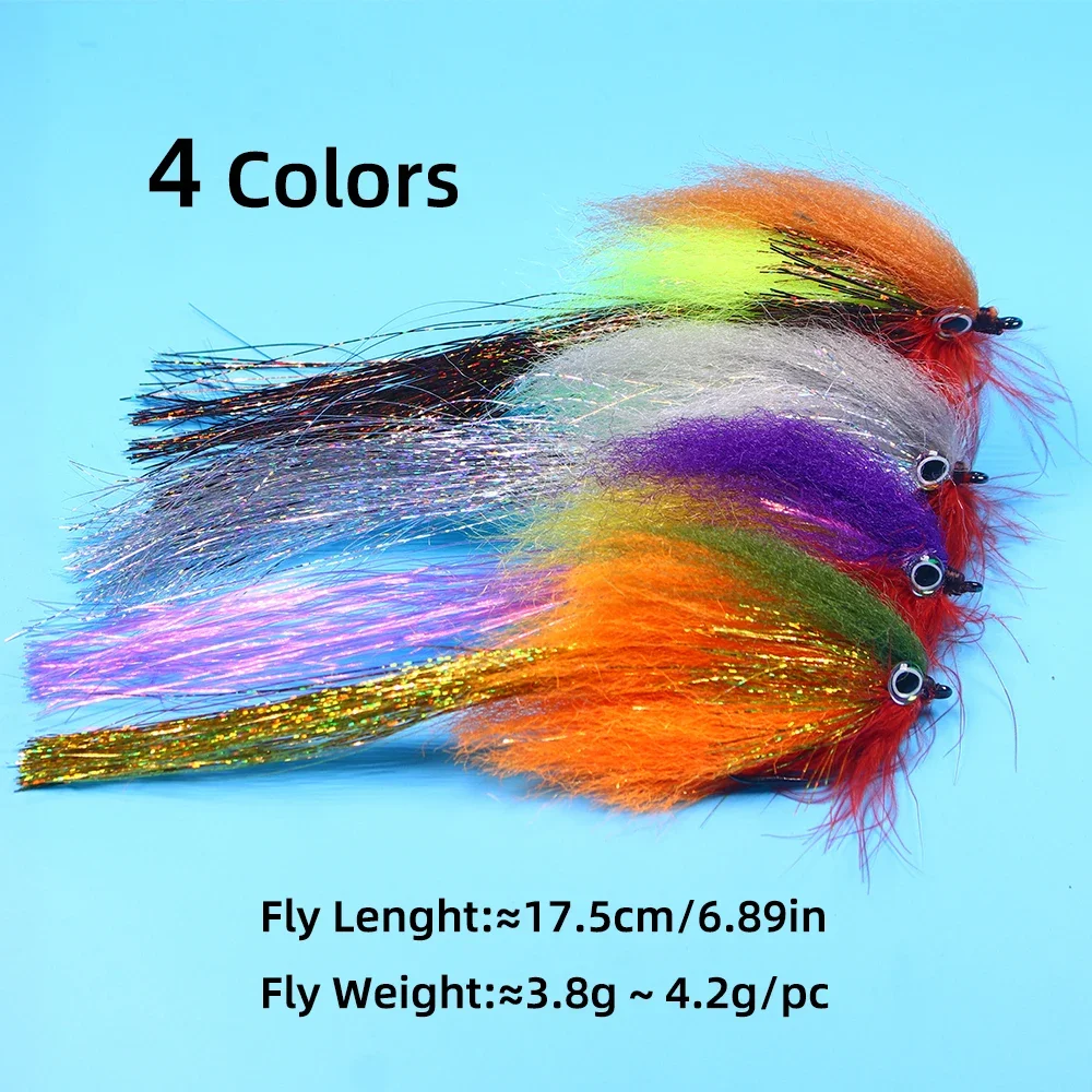 Señuelo de pesca con mosca de 6,9 ′′, anzuelo de serpentina de gran juego 4/0, ojos 3D, pez cebo realista para lubina, especie de agua salada almizclada - imagen 5