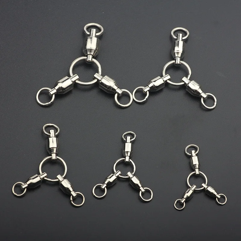 10 Uds. De rodamiento de bolas giratorio de cobre y acero inoxidable, rodamiento de bolas resistente, anillo conector de tres vías, accesorios de pesca en el mar - imagen 5