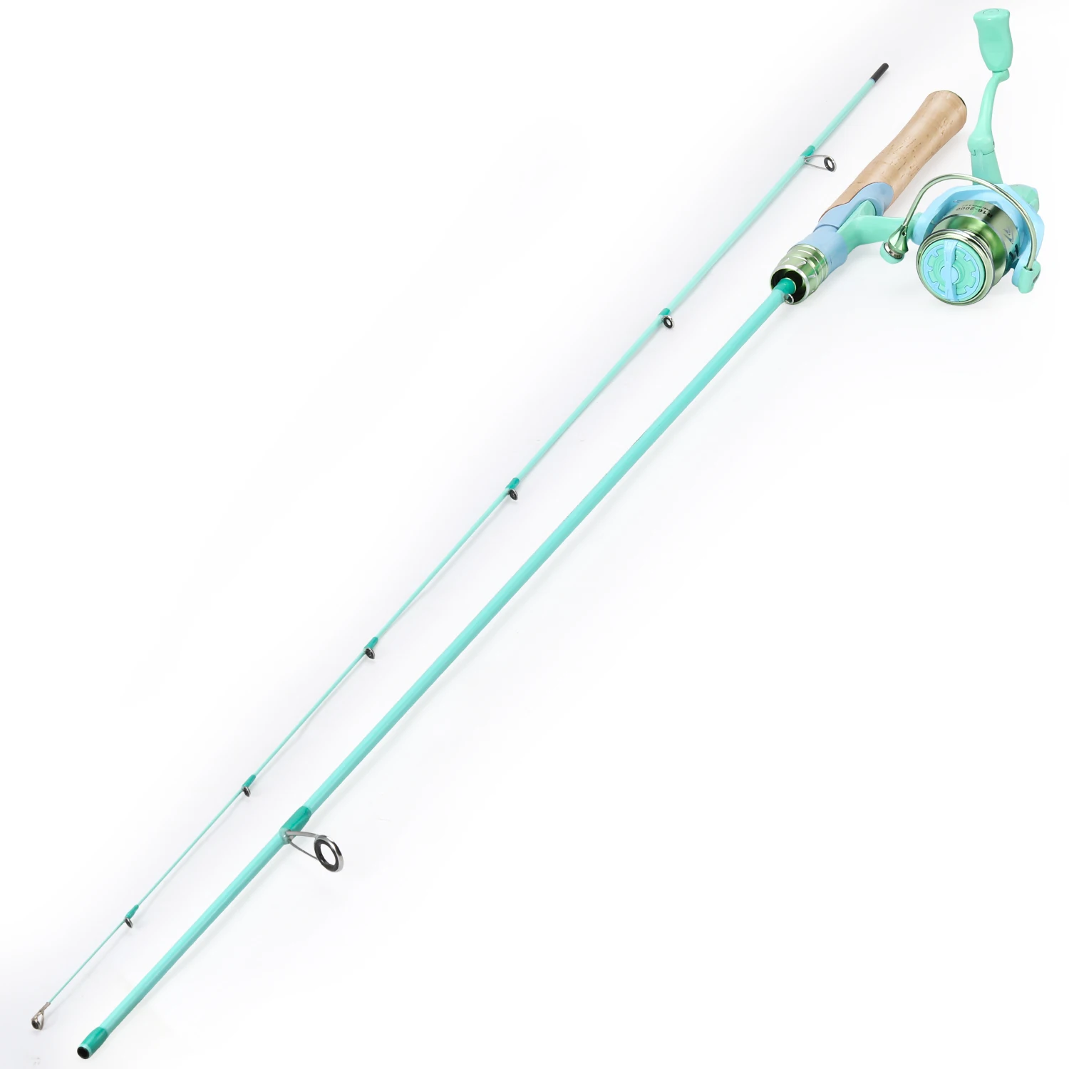 Sougayilang-caña de pescar de 2 secciones y carrete de Pesca giratorio, Combo de caña de fibra de carbono y arrastre máximo de 8kg, carrete de Pesca de trucha y lubina - imagen 2