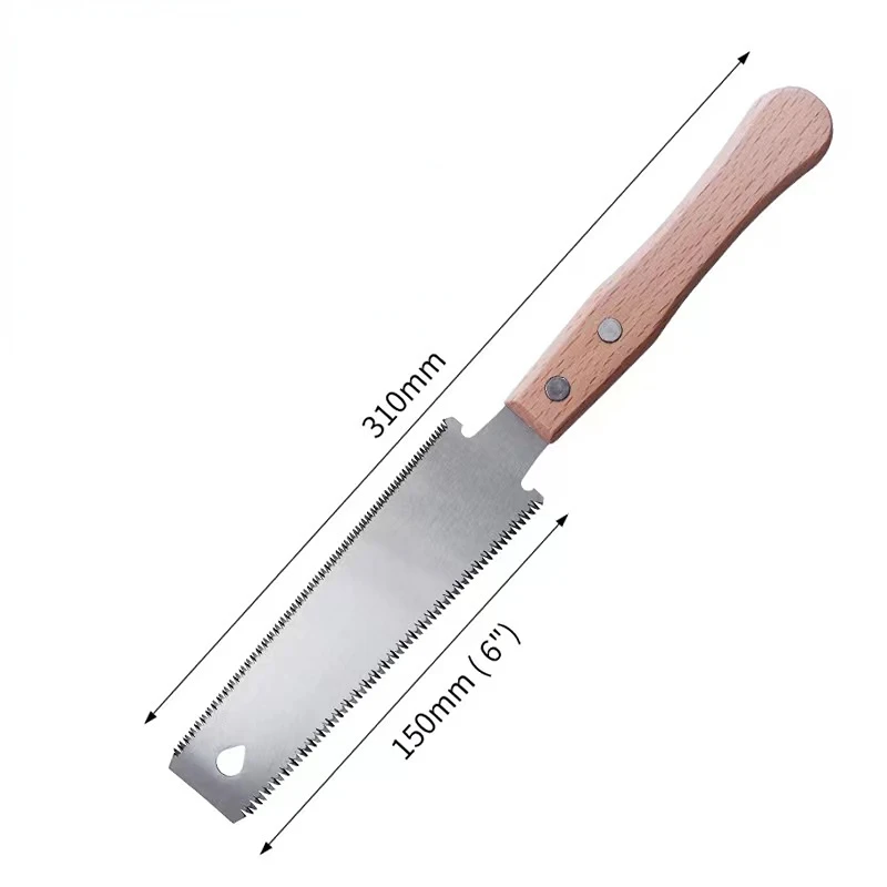 Sierra de mano de doble filo para carpintería, herramienta de corte con hoja Flexible, mango de madera, pequeña, doble cara, 310MM - imagen 2
