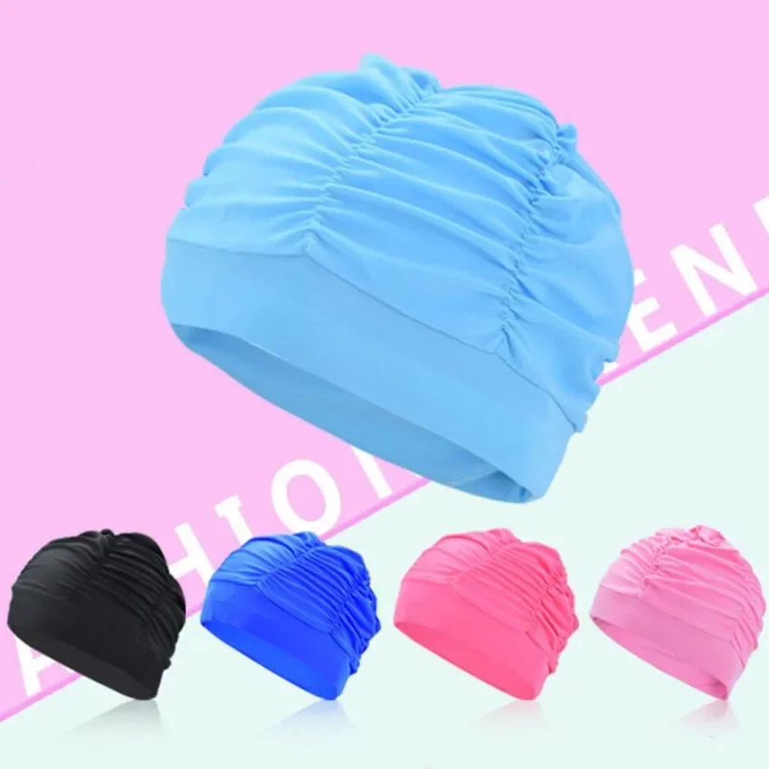 Gorro de natación de nailon elástico para invierno, gorro de tela para proteger las orejas, pelo largo, deportivo, para piscina, talla libre, gorro de baño - imagen 2