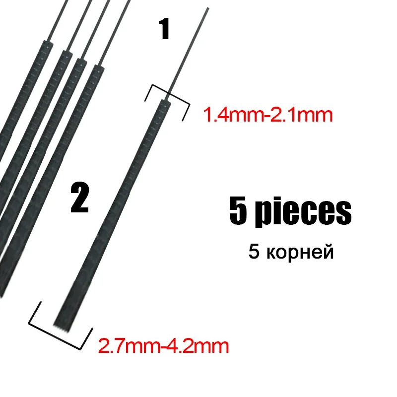 1,4mm-4,2mm 5 piezas 45cm punta de caña de pescar de repuesto 1,2 secciones caña de pescar de corriente tamaño corto completo accesorios de carbono huecos resistentes - imagen 4