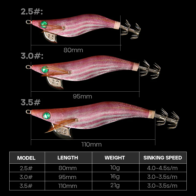LETOYO 3.0# 3.5# squid bait luminous squid jig eging Artificial bait Webfoot Octopus Cuttlefish sea fishing lure squid lure - imagen 2