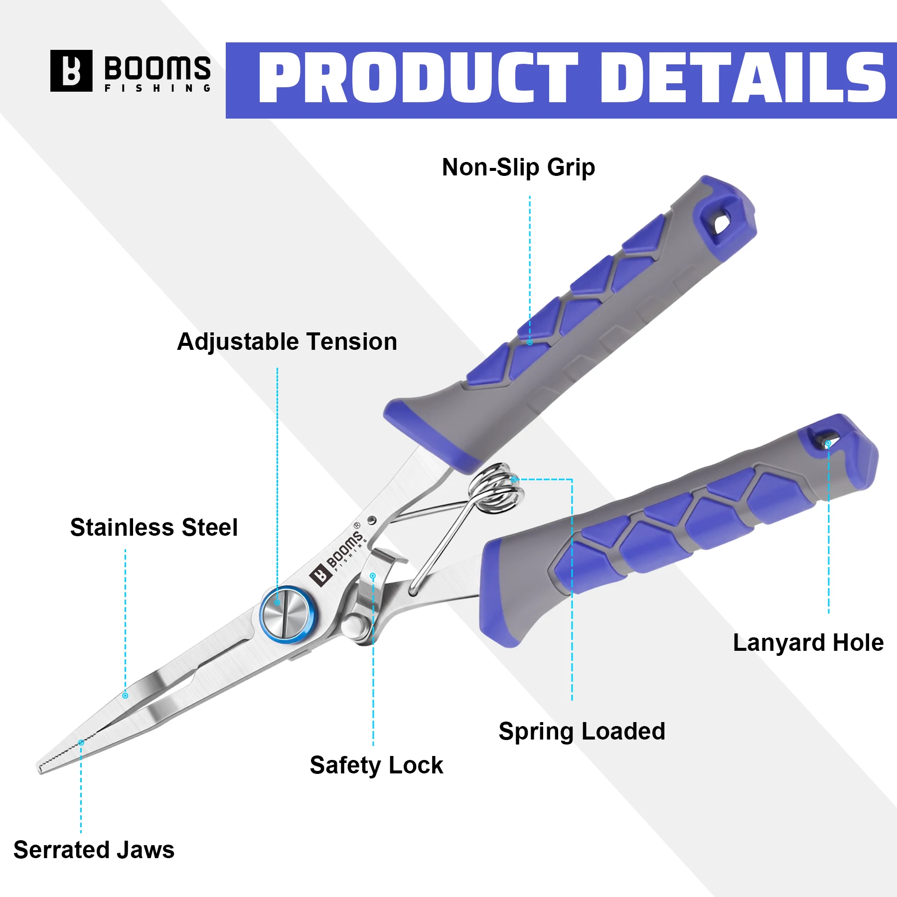 Booms Fishing XW13-Alicates de pesca multifuncionales, cortador de línea de acero inoxidable, abridor de anillo dividido portátil, herramienta de pesca - imagen 2