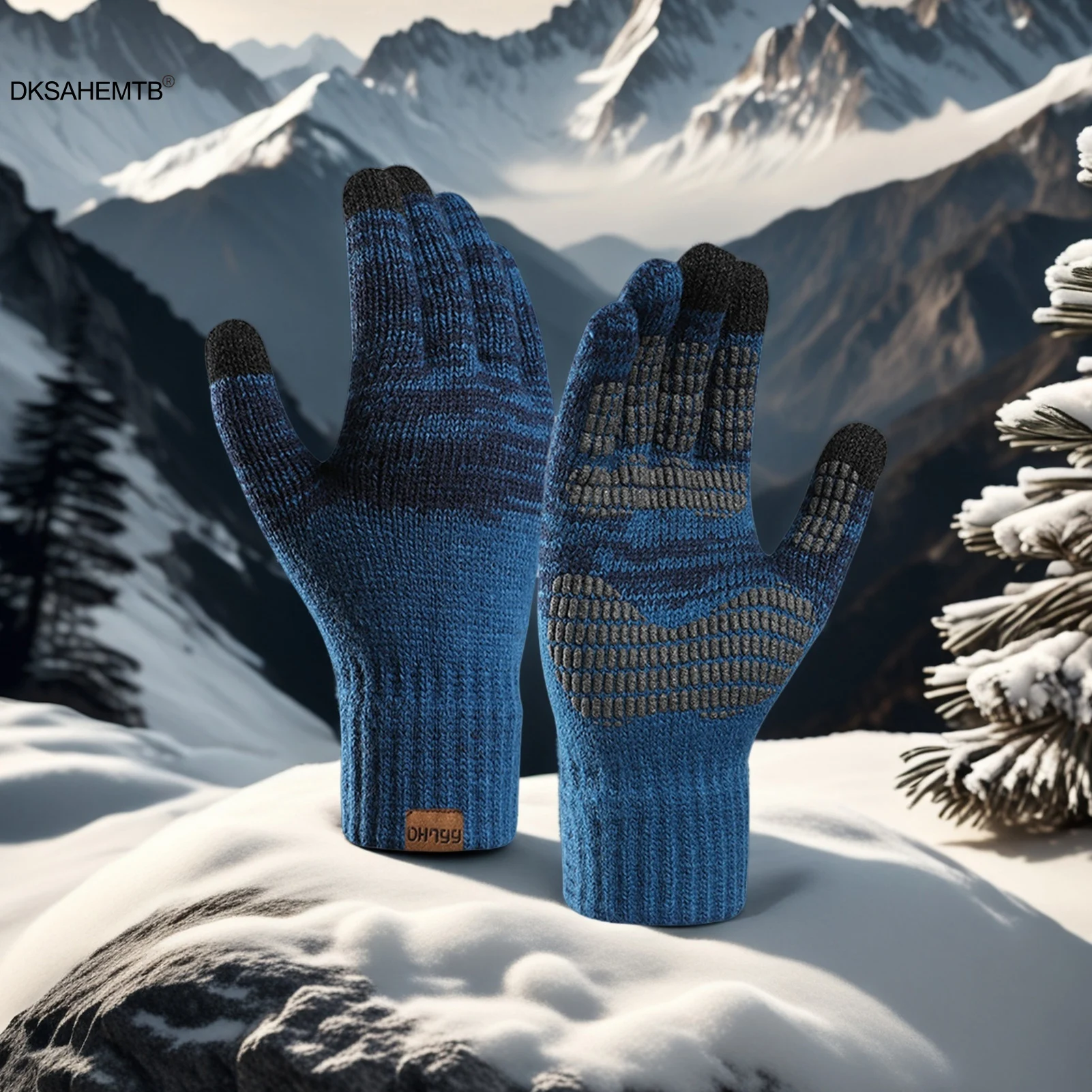 Guantes deportivos de invierno para hombre, guantes tejidos suaves y cómodos para pantalla táctil, ciclismo, Camping, pesca, viajes, manoplas antideslizantes, 1 par - imagen 4