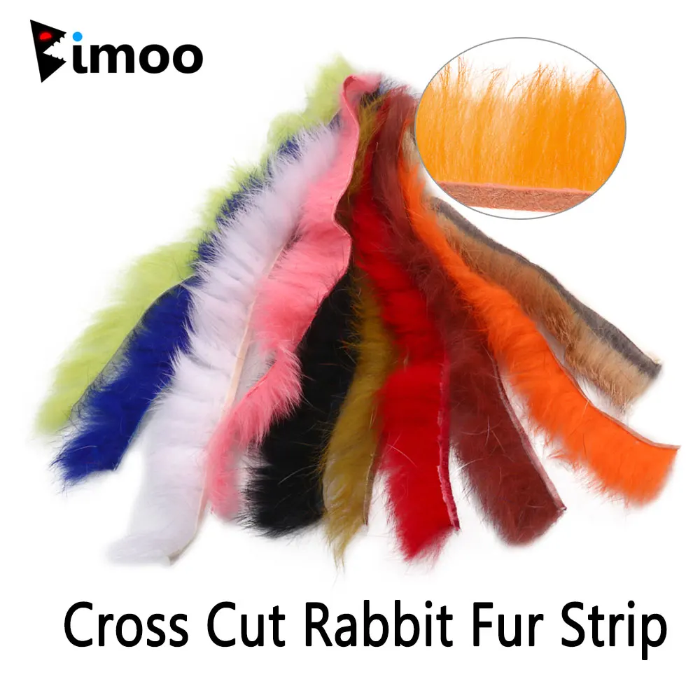 Bimoo, 2 uds., tira de piel de conejo de corte cruzado, tiras Zonker de pelo de liebre, Material para atar moscas, serpentinas, plantillas Steelhead, plantillas Coho Twitching