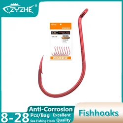 Anzuelos Circle Hook ZYZ 8 Rojos – Acero carbono para pulpo