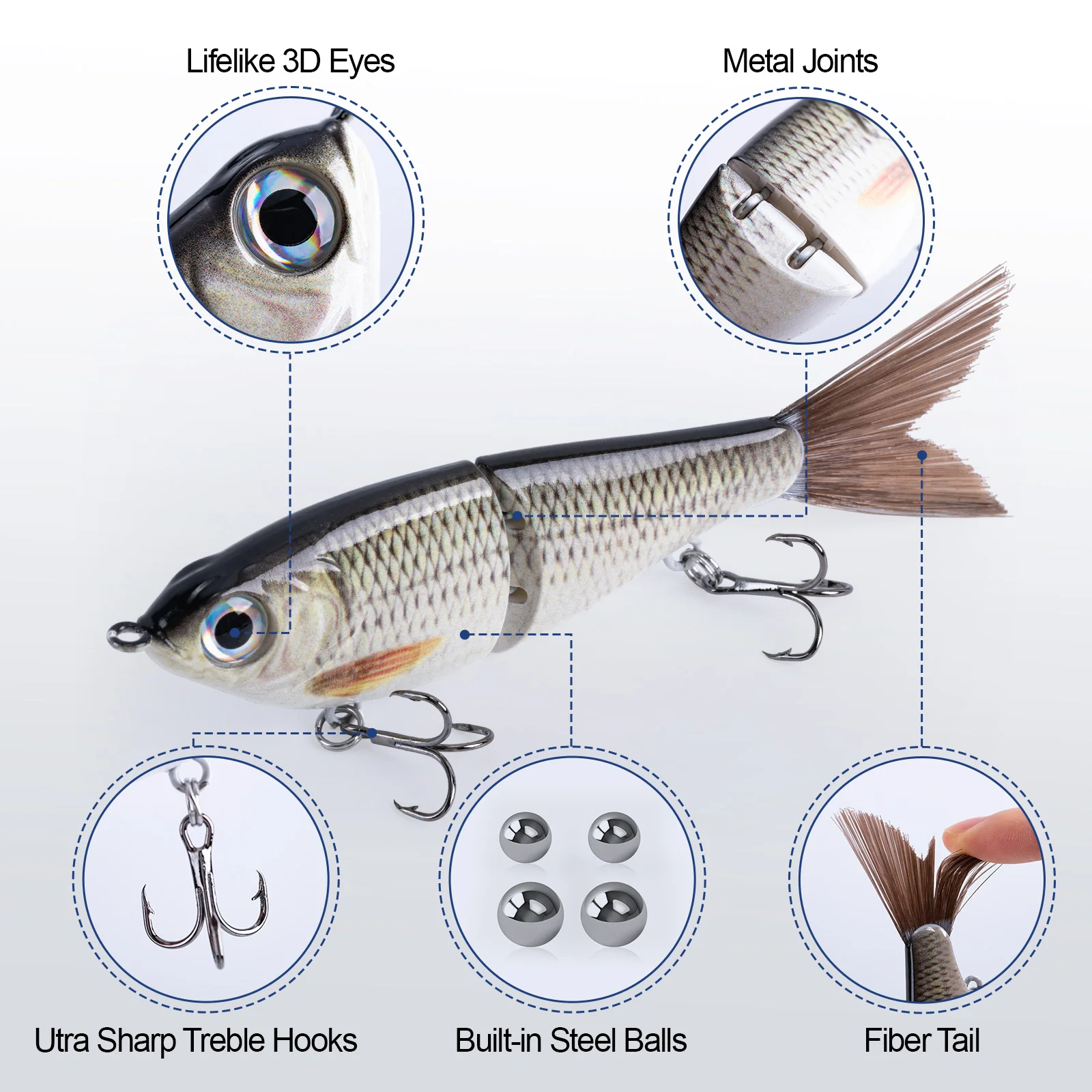 Goture-señuelo de pesca multisección, caja de 1/3/4 Uds., cebo duro Artificial, anzuelo biónico de hundimiento lento, aparejos de pesca de carpa - imagen 5