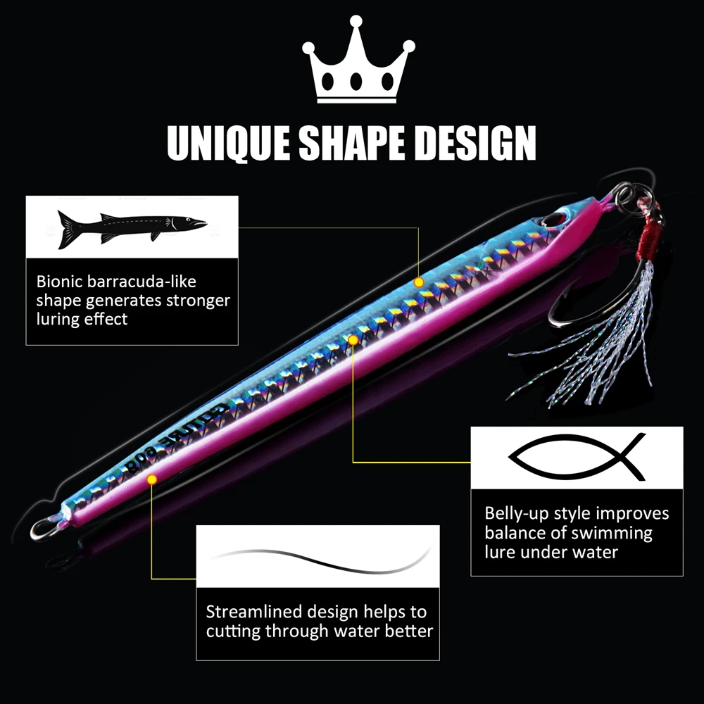 Goture 60g 80g señuelo lento de Metal 4 Uds Jig cuchara señuelo de pesca cebo Artificial Shore Casting Jigging pescado para aparejos de pesca de lubina - imagen 3