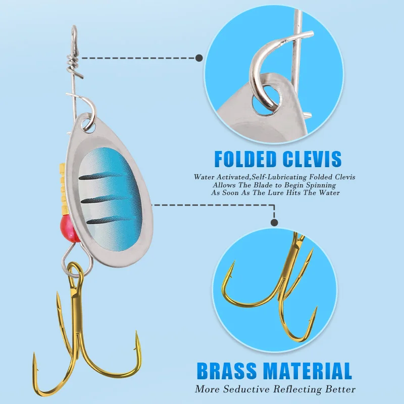 10 unidades/juego de señuelos de SPINNER 10 colores con gancho de agudos, señuelo de pesca duro con caja de aparejos de pesca - imagen 2