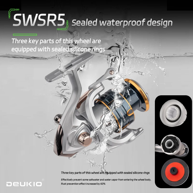 DEUKIO 5,2: 1 relación de engranaje 26LB arrastre máximo carrete de pesca luya al aire libre para agua dulce y salada - imagen 3