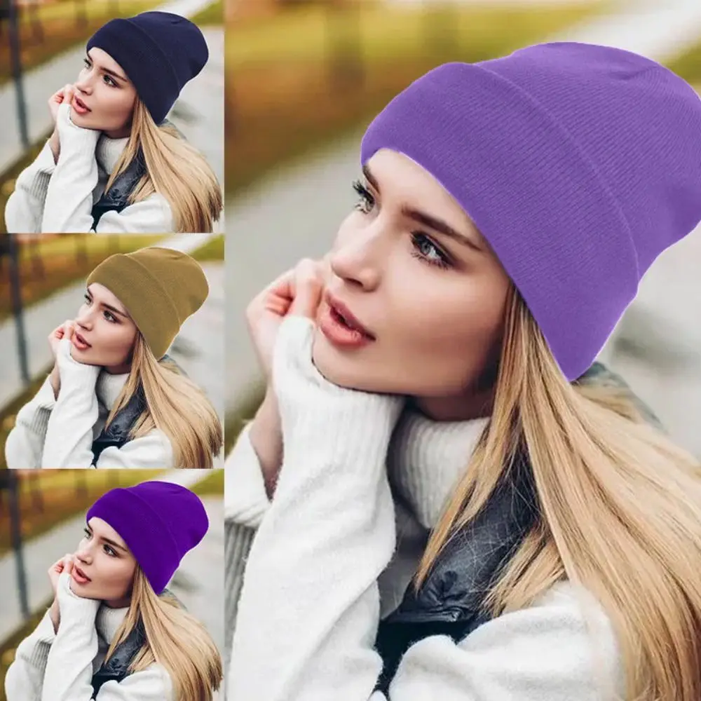 Gorro de satén forrado sin enredos para hombres y mujeres, Gorros de protección para las orejas, gorro de punto grueso, moda - imagen 5