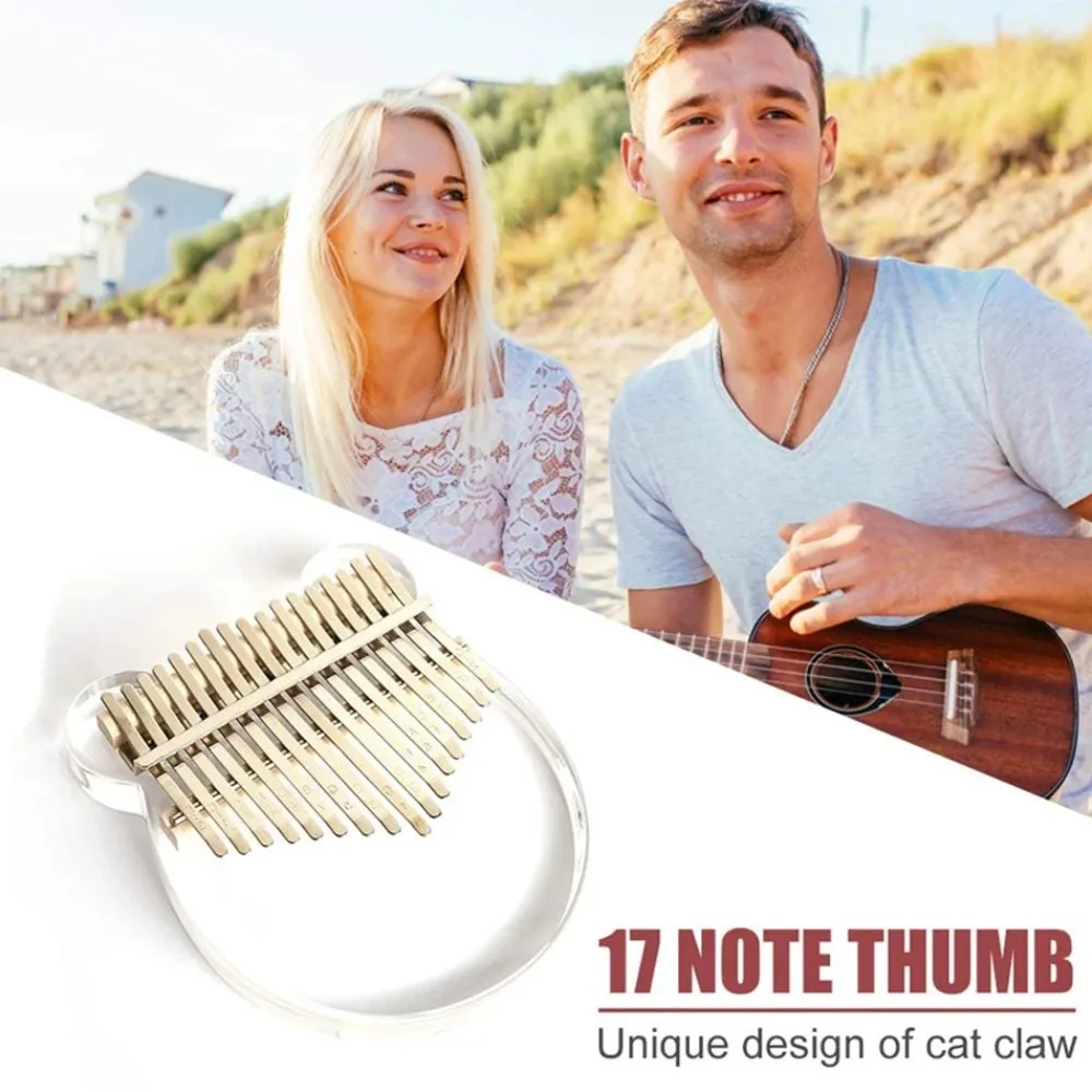 17 teclas Kalimba pulgar Piano transparente flor Kalimba dedo Piano Pentagrama acrílico cristal pulgar Pianos - imagen 4