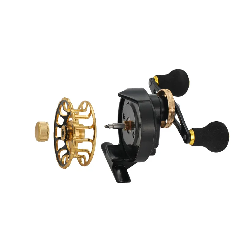 Carrete de pesca en hielo de invierno de Metal 3,6/1 6 + 1 antideslizante mango izquierdo/derecho rueda de balsa delantera rueda de línea de pescado suministros de pesca - imagen 5