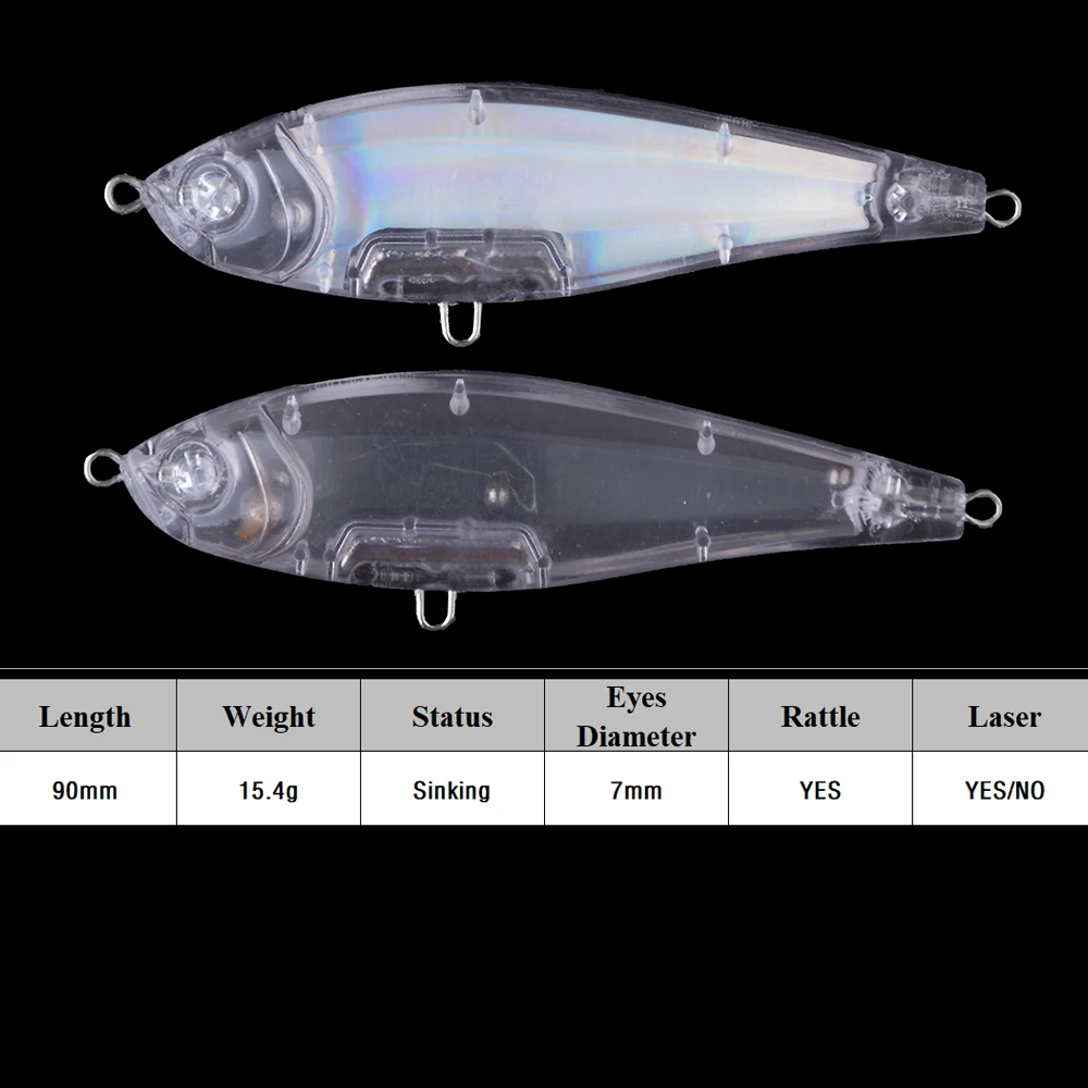 Chan'sHuang 10 Uds. Señuelos de pesca en blanco sin pintar 9cm 15,4g lápiz prismático DIY cebo de pesca Artificial hecho a mano - imagen 2