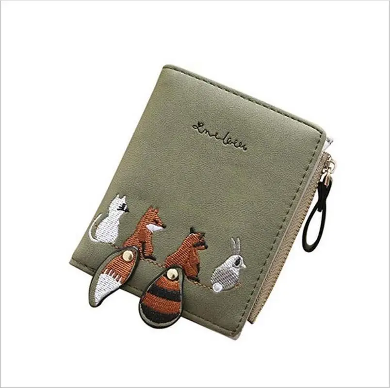 Cartera para mujer, monedero con cremallera, Clip para dinero, bolso de mano, tarjetero, cartera con estampado de dibujos animados para mujer, bolsillo para chica, Animal - imagen 3