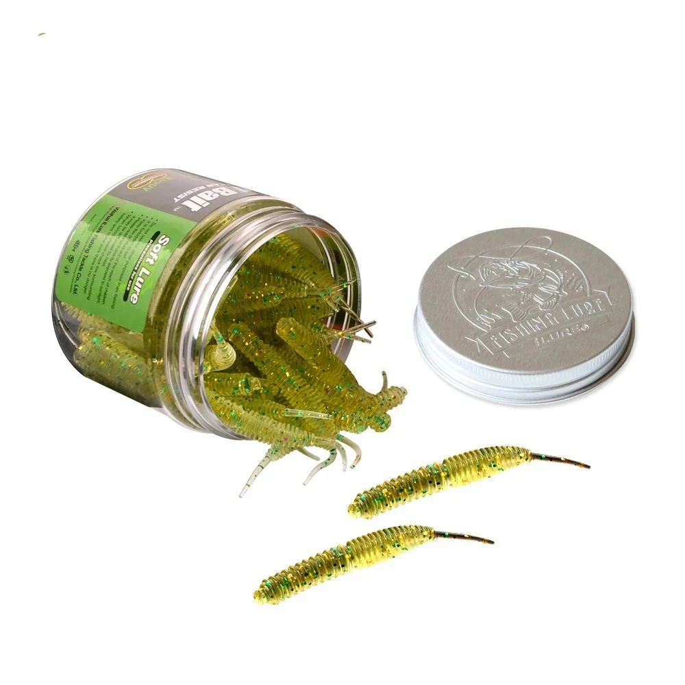 60 uds 1,2G/6Cm señuelo de Pesca Mini gusano suave camarón Jerkbait pez océano roca señuelo lubina suave olor a pescado Swimbait cebo suave Pesca - imagen 3