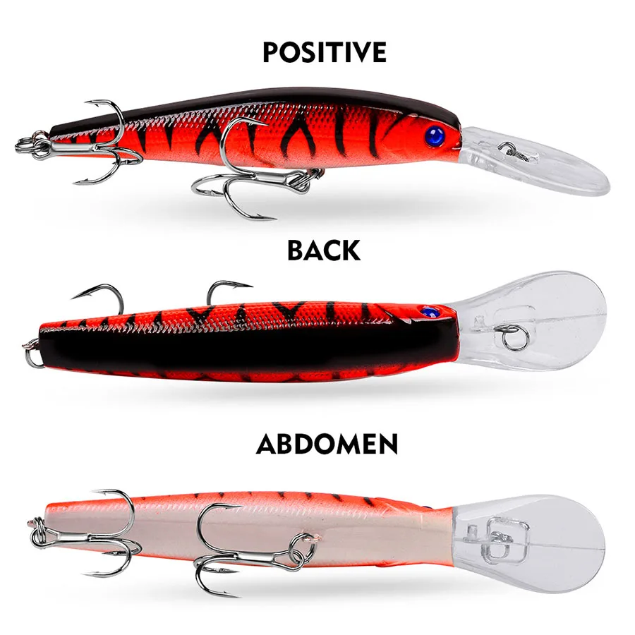 Señuelos de Pesca piezas Crankbaits, cebo duro de 12,5 cm y 14g, Wobblers artificiales para Pike Trolling Jerkbait Minnow, aparejos de pesca Swimbait - imagen 5