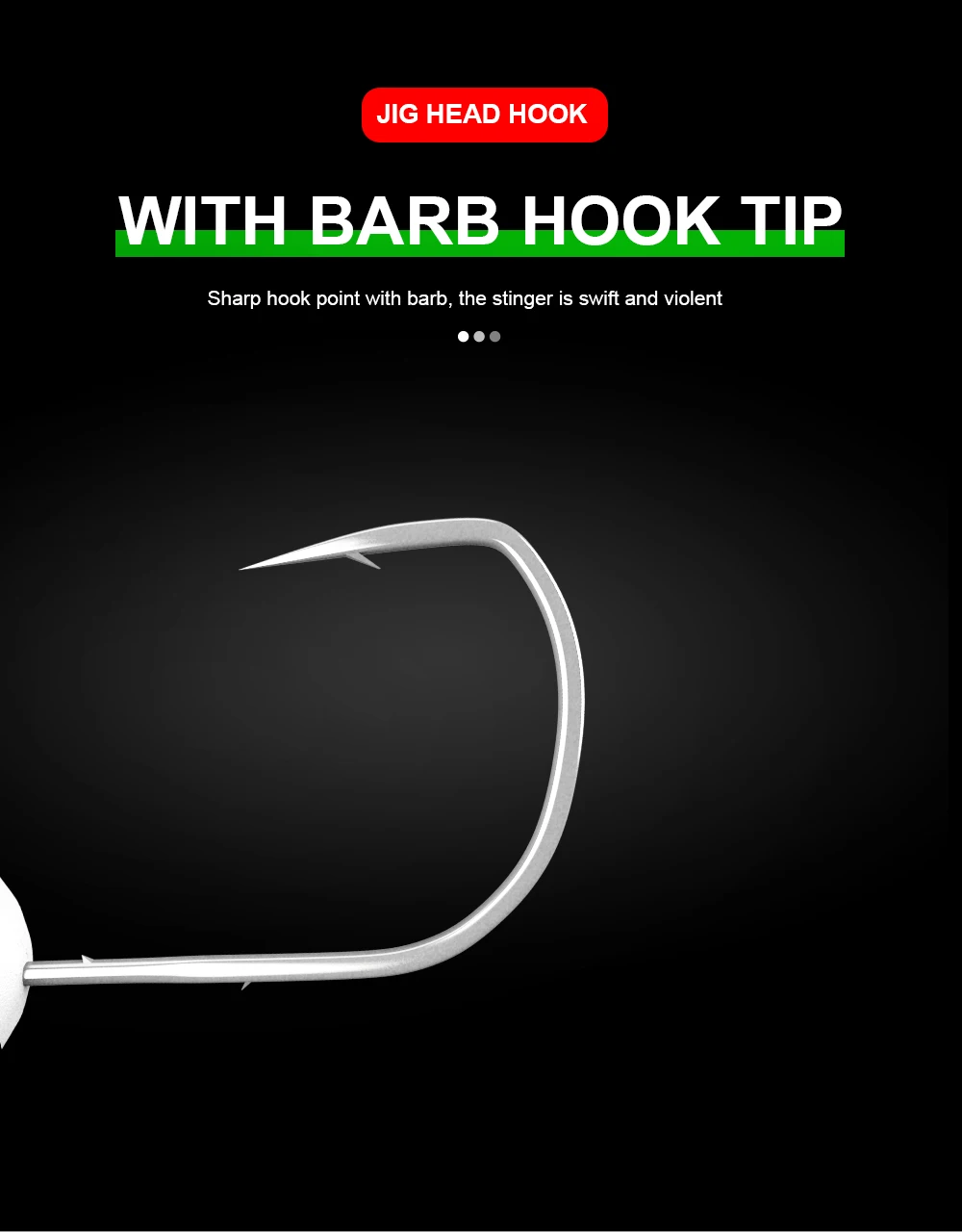 Un fondo negro con un gancho y punta de barbilla