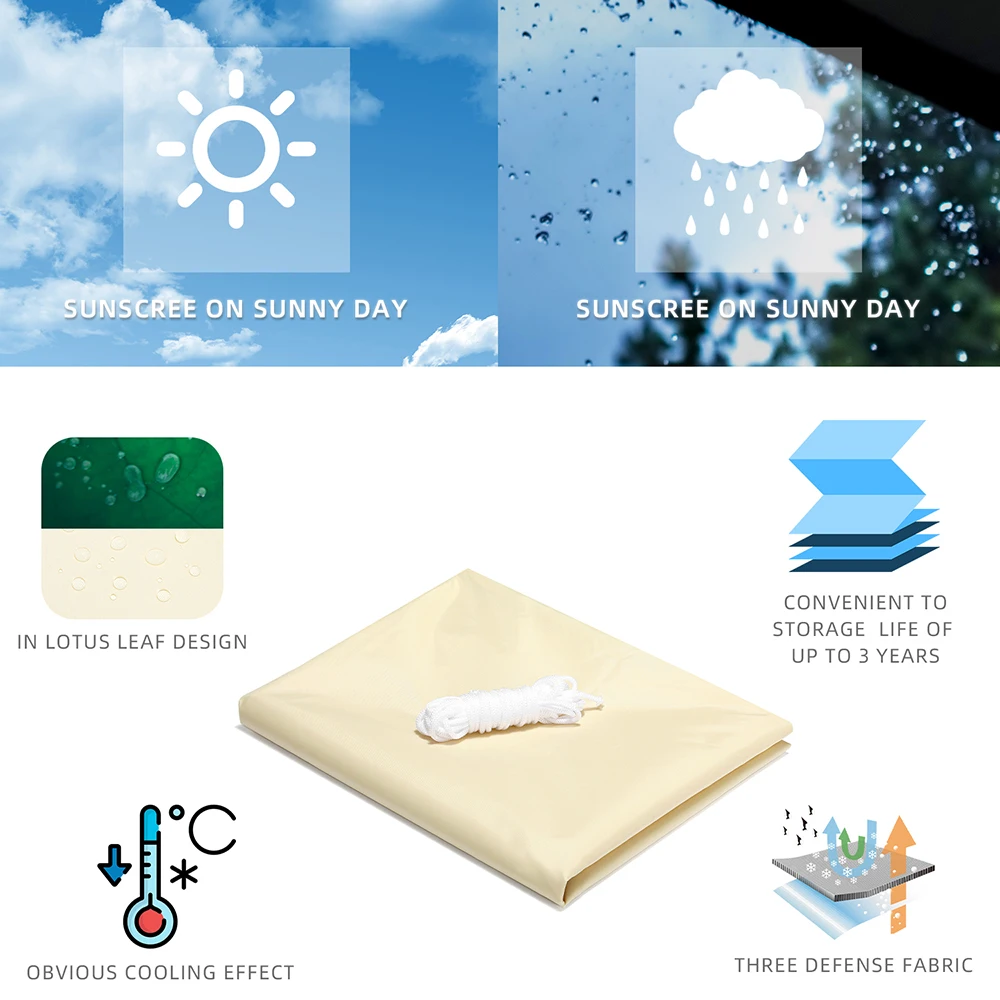 JYMCW-Vela de sombra para exteriores, toldo impermeable de poliéster 300D a prueba de rayos UV, toldo de Sol para terraza, cochera, patio trasero, jardín, etc. - imagen 2