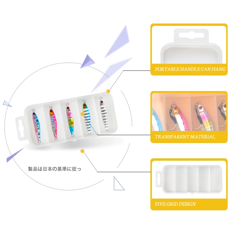 Magic Works-señuelo de plantilla de Metal, caja de 5 uds., 5g, 8g, 12g, 18g, 30g, cebos de perca, señuelos para pesca, Kit de cebo Artificial, plantillas de mar, aparejos - imagen 5