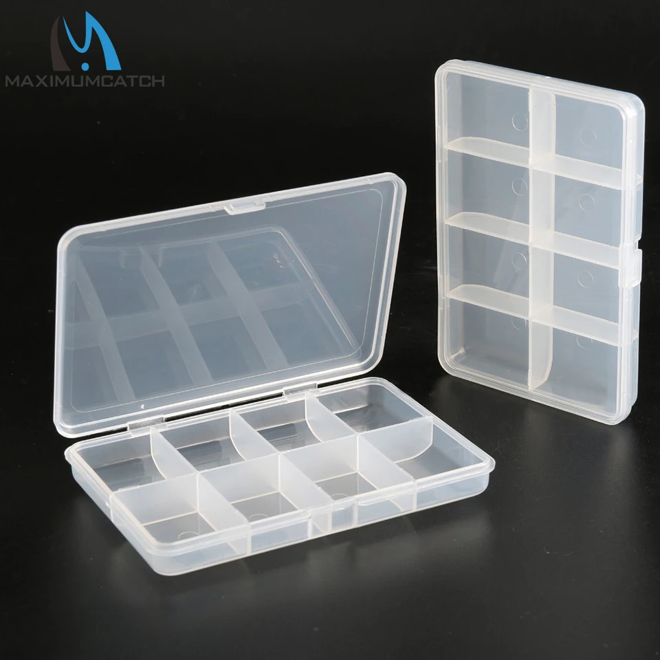 Caja para moscas transparente Maximumcatch HB08 - Almacenamiento de plástico con 8 compartimentos ajustables para aparejos de pesca con moscas secas/ninfas - imagen 5