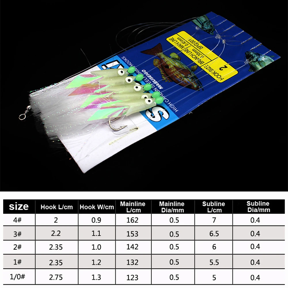 Wifreo-Sabiki aparejo de pesca de agua dulce, anzuelo de cuerda, Flash luminoso, 5 unids/lote por bolsa - imagen 2