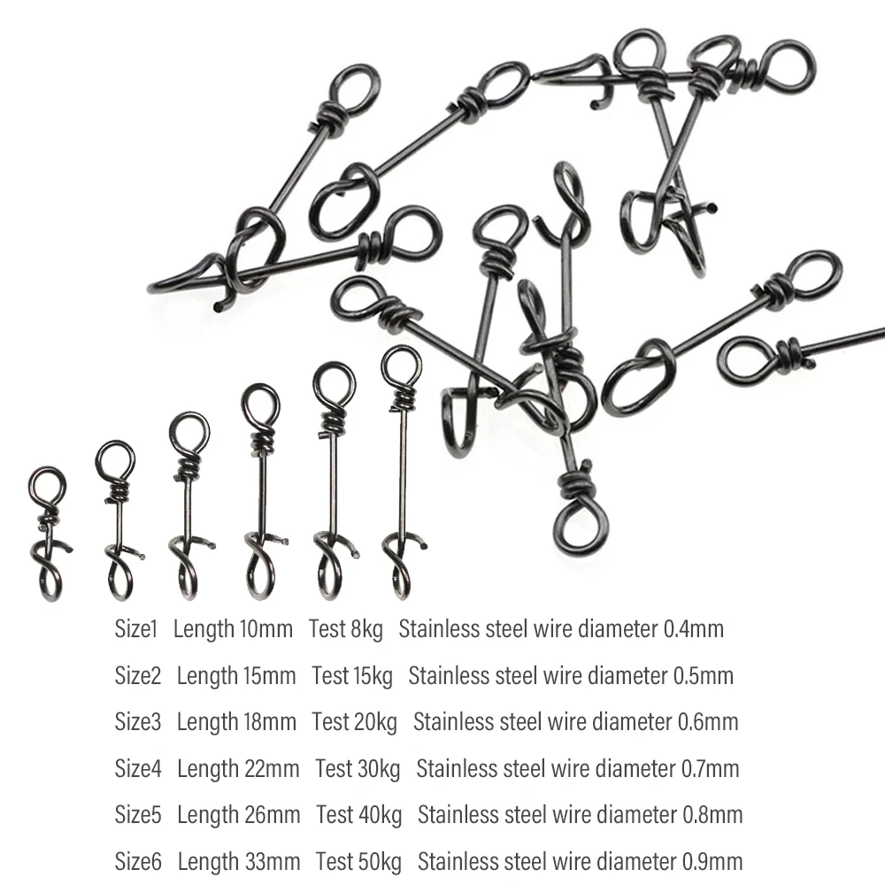 Wifreo-abrazadera de resorte de cierre rápido de acero inoxidable, 50 piezas, hebilla, señuelos, Clips, Conector de enlace para accesorios de pesca, aparejos - imagen 4