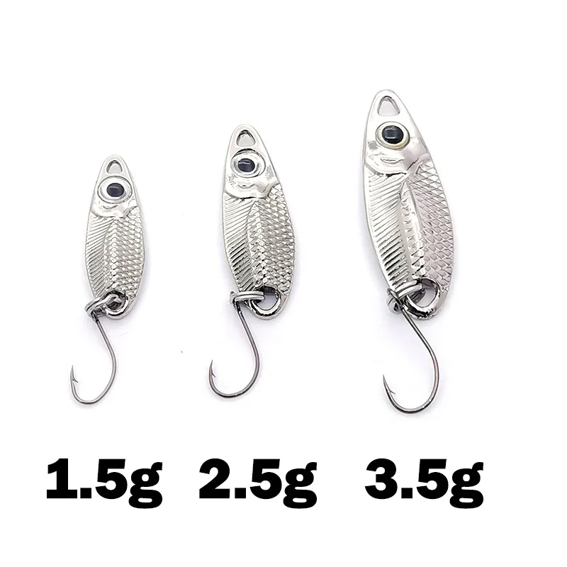 Nuevo Mini señuelo de pesca 1,5g2,5g3,5g cuchara señuelos de metal Spinnerbait Minnow pez pequeño anzuelo único plantilla flujo trucha cebos pesca caliente - imagen 2