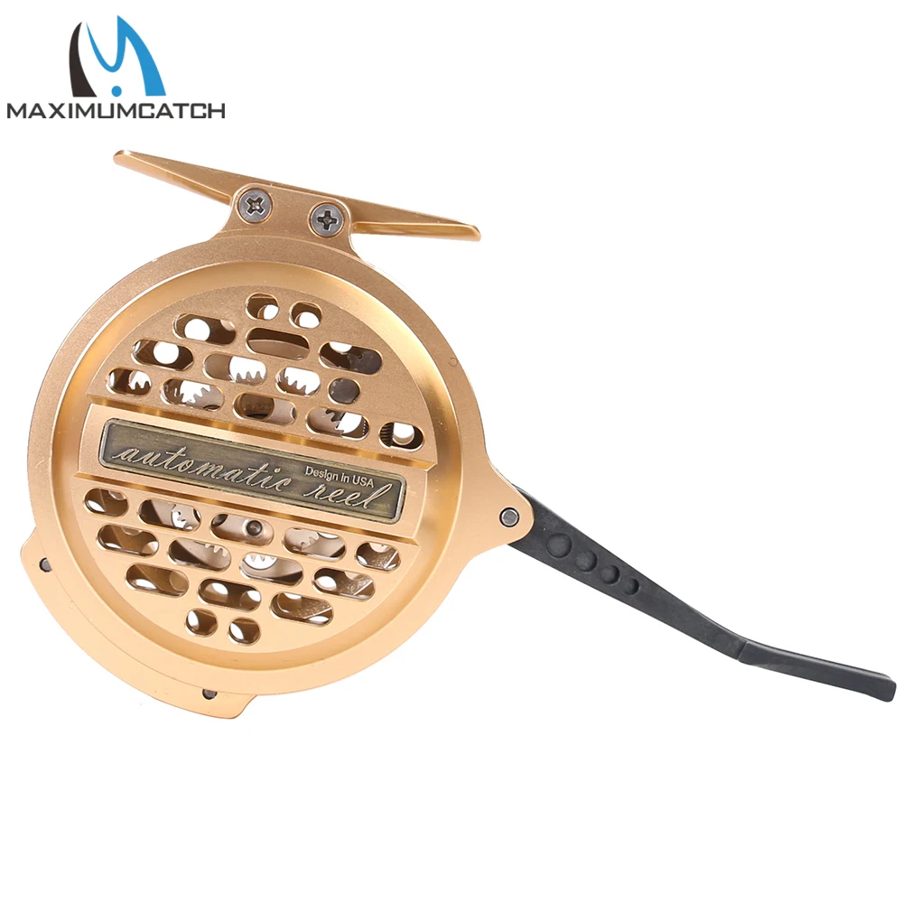 Carrete de pesca con mosca Maximumcatch Y4 70, carrete súper ligero de aluminio mecanizado automático para trucha salmón (plateado/negro) - imagen 3