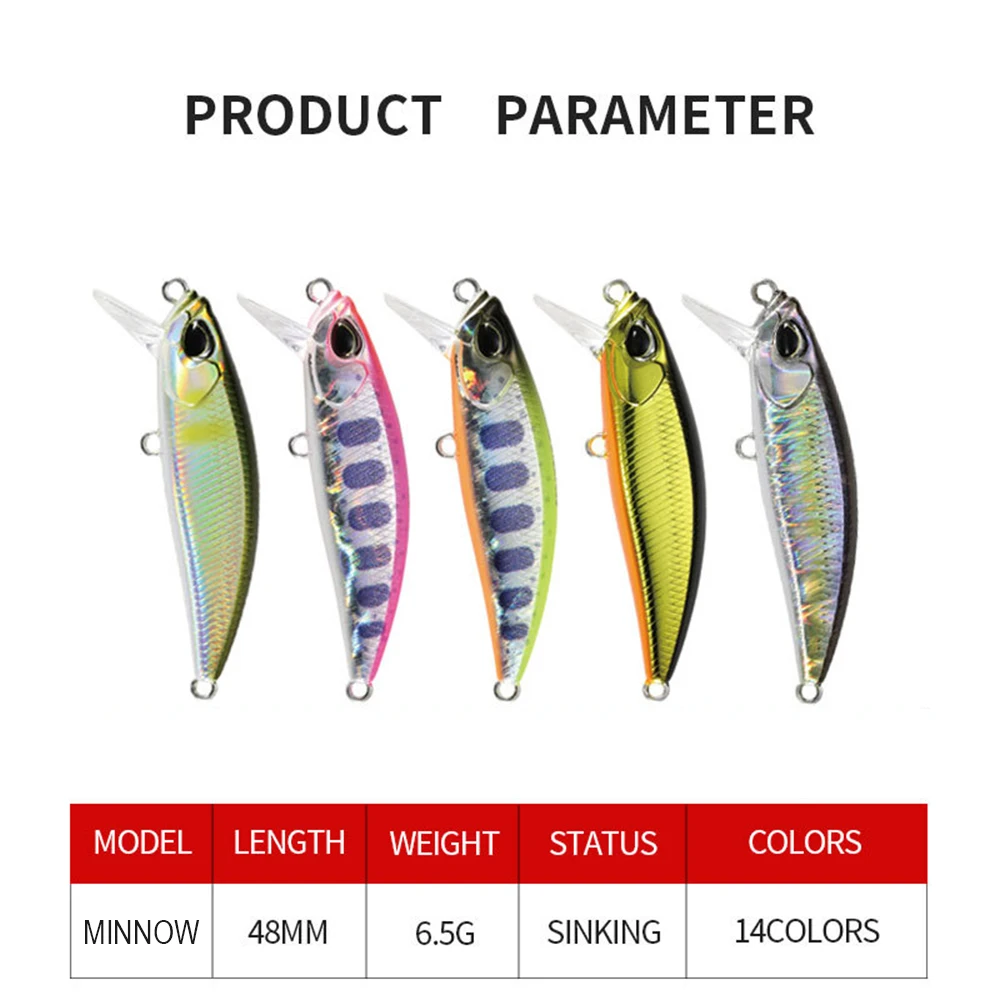 4,8 cm 6,5g señuelo de pesca Micro Minnow Wobbler fundición larga hundimiento Trolling Jerkbait Swimbait cebo duro Artificial trucha cebo para lubina - imagen 4