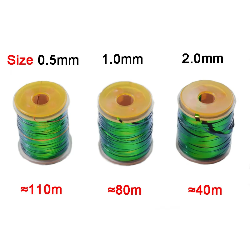 Oropel plano Contemplator – Mylar pavo real verde/naranja para moscas - imagen 2