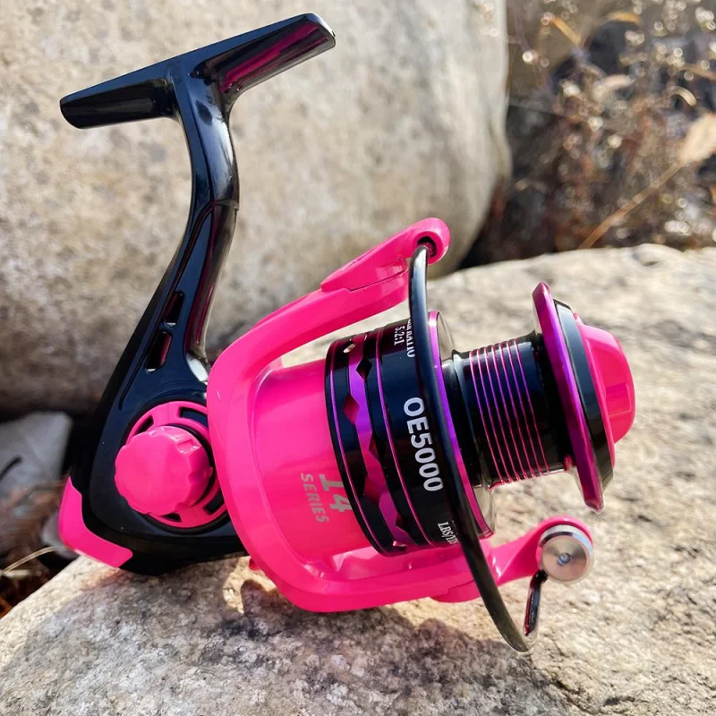 Carrete de pesca giratorio ultraligero serie 2000-7000, alta velocidad, relación de engranaje 5,2: 1, copa de línea de Metal, arrastre máximo, rueda de Jigging de agua salada de 8KG - imagen 2