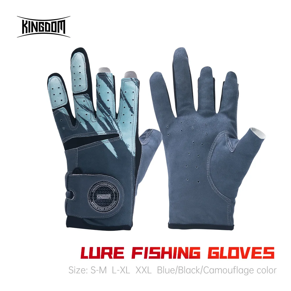 Kingdom-guantes de pesca antideslizantes, duraderos, transpirables, cómodos, protección solar para exteriores, guantes de protección de pesca universales para hombres y mujeres
