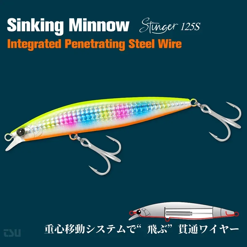 TSURINOYA STINGER 125S Power señuelo de pesca de agua salada 125mm 28g SW juego hundimiento Minnow Bluefish lubina Flounder SW cebos de juego - imagen 3