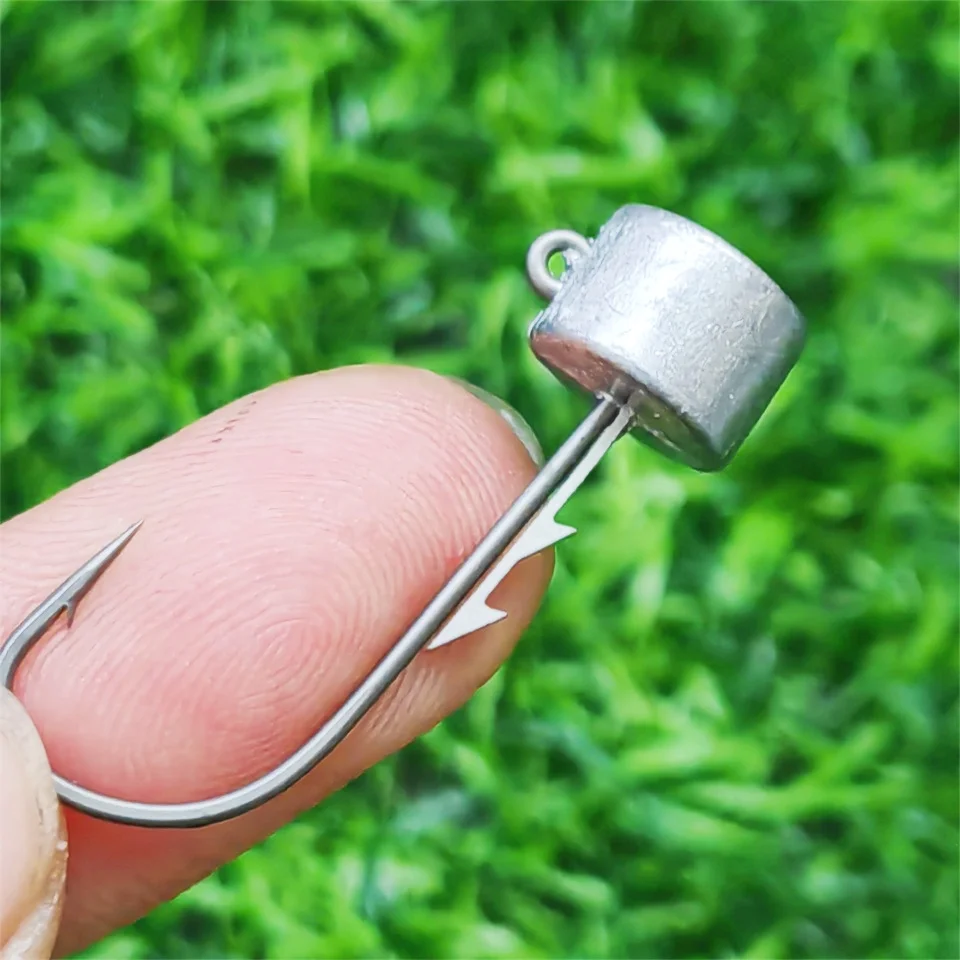 SWOLFY-anzuelos de pesca de 5 piezas, 2g, 3,5g, 5g, cabeza de seta Ned, anzuelo afilado con púas para gusanos blandos, herramientas de pesca Jigging - imagen 5