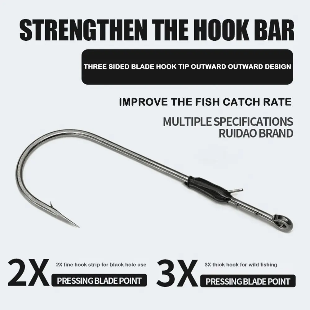 Señuelo suave 2025, soporte de cebo de doble púas, aparejo Neko, gancho de gusano loco de acero al carbono, soporte de cebo de níquel negro