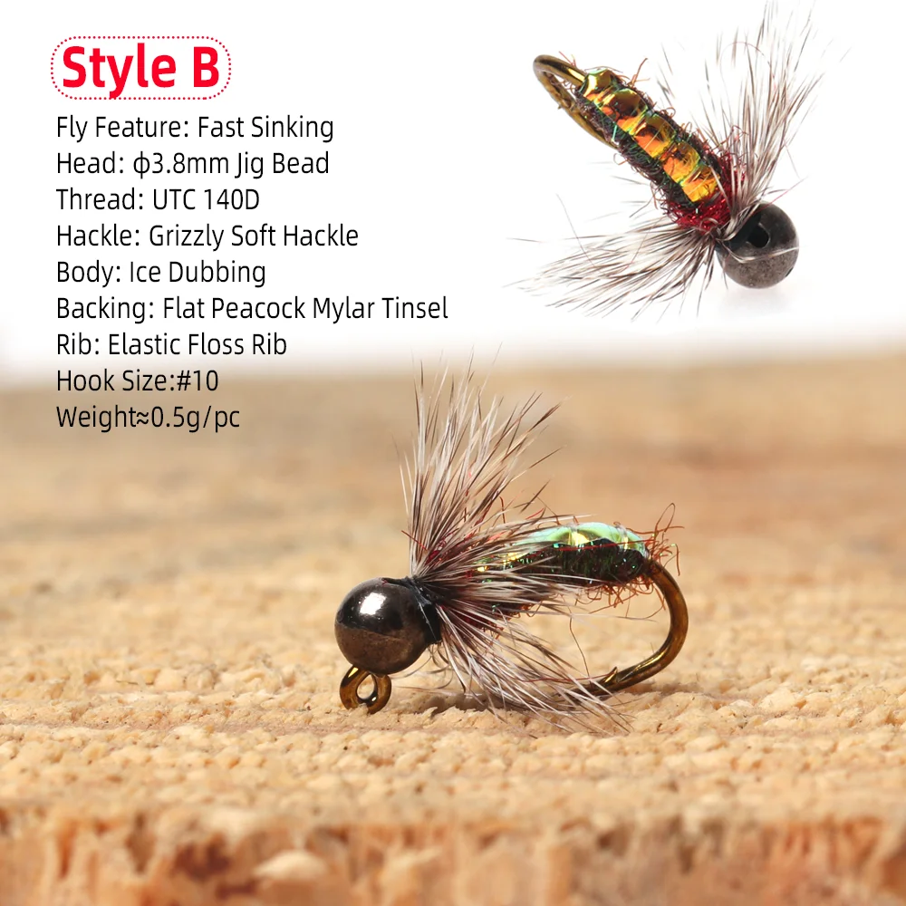 Wifreo Jig Head con pluma Grizzly para ninfa de pesca - imagen 4
