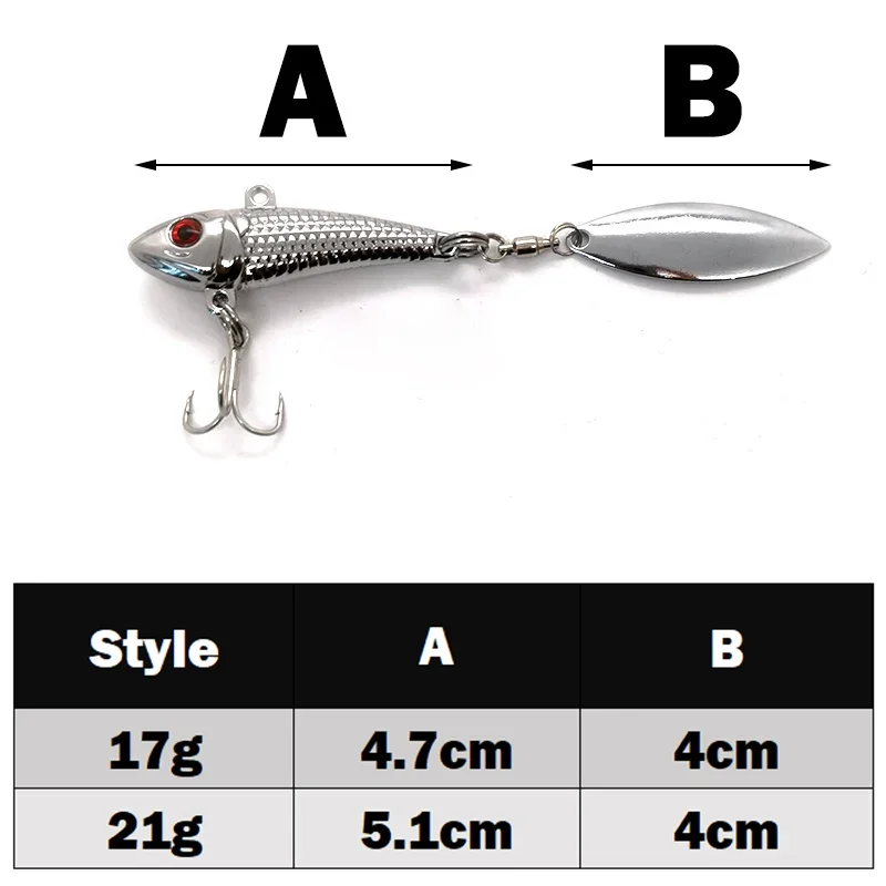Nueva llegada 1 Uds 17g/21g Metal VIB señuelo de pesca Spinner hundimiento cuchara giratoria Pin Crankbait lentejuelas cebos aparejos de pesca - imagen 4