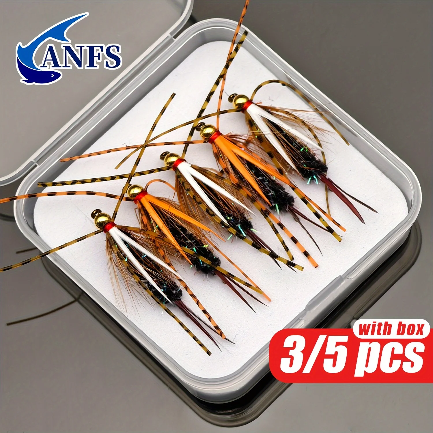 ANFS 3 uds/5 uds cuentas de latón príncipe ninfa Señuelos de pesca con mosca, ninfas húmedas para trucha, salmón y grailismo, moscas de pesca con mosca para pescador - imagen 3